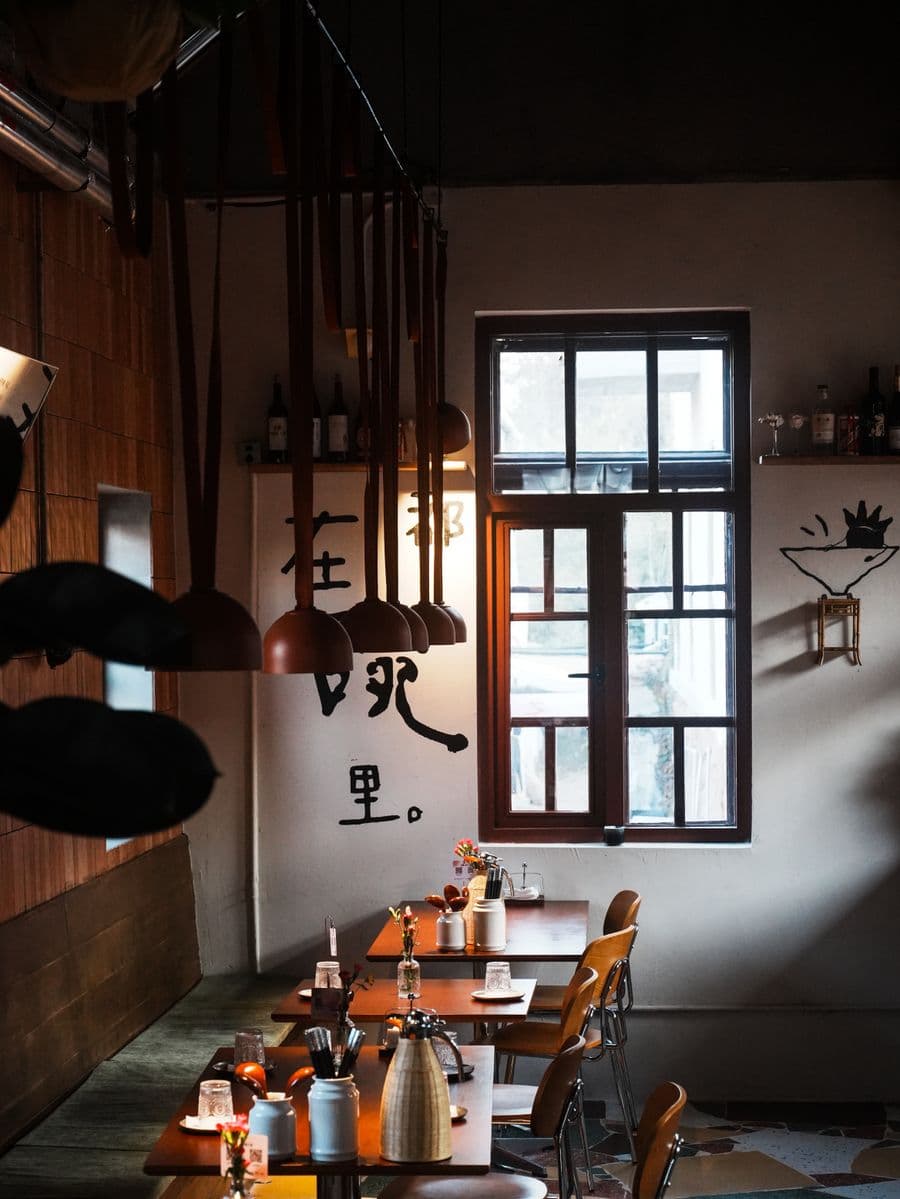 Warm, ambient lighting inside the dining room